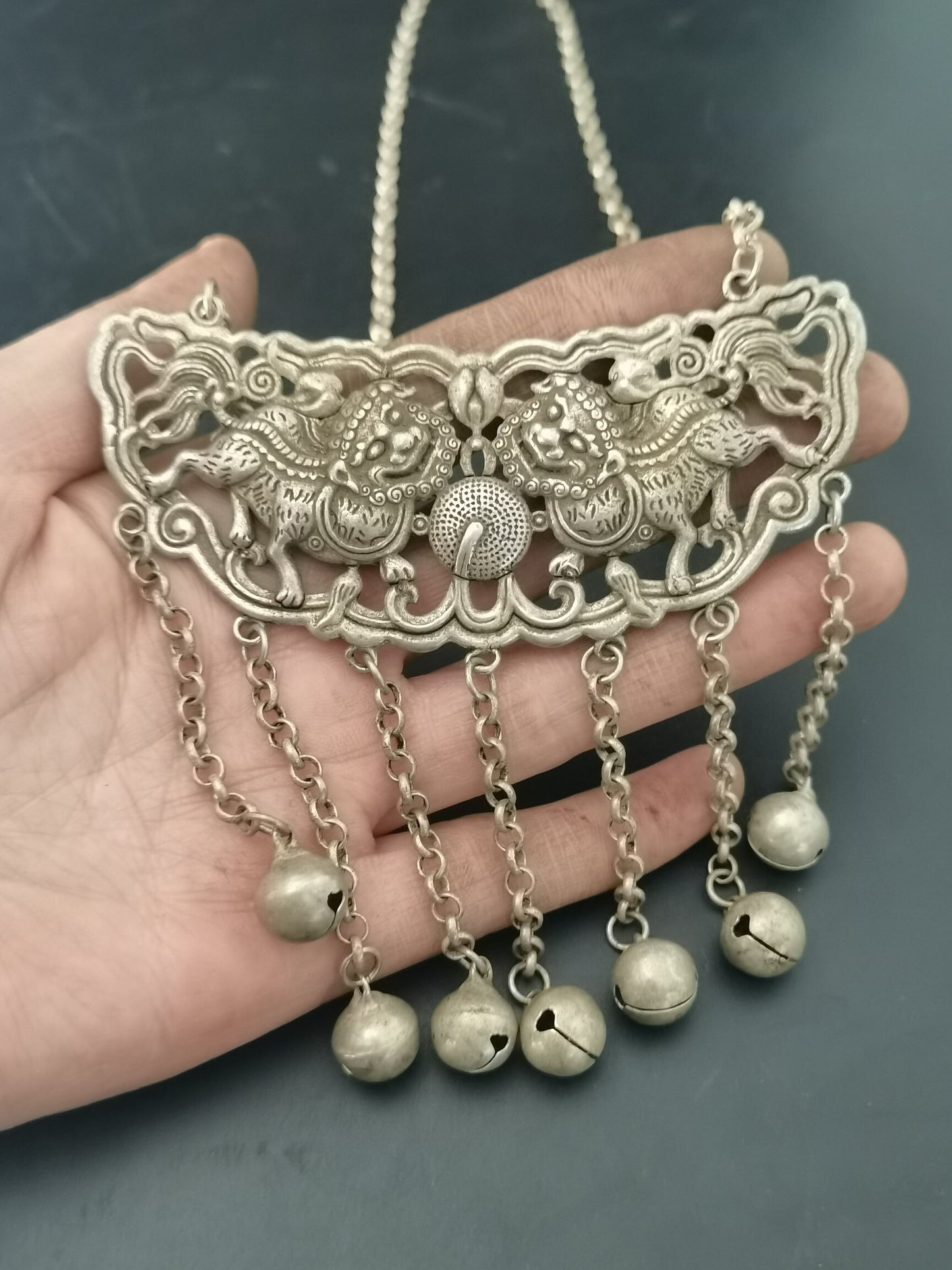 Chinese Antique Silver Pendant Necklace