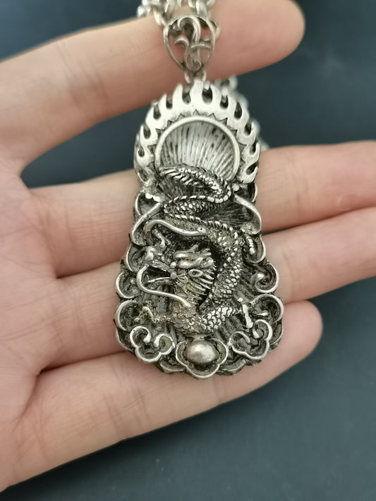 Chinese Antique Silver Pendant Necklace