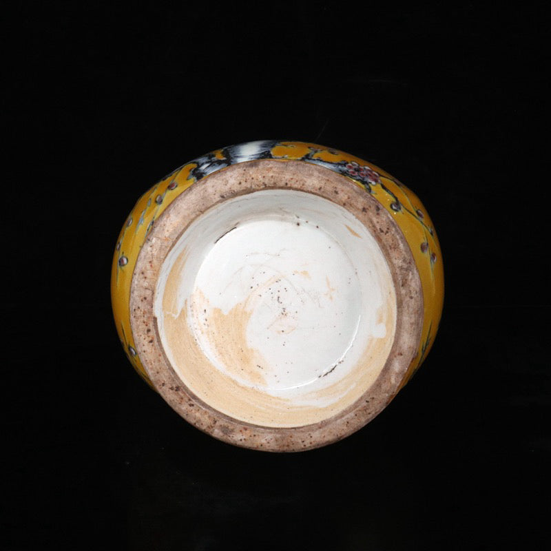 Blue and white glazed red plum blossom patterned double ear vase