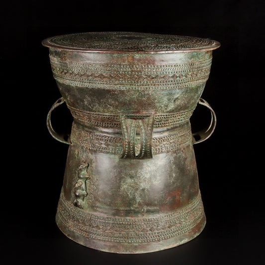 Chinese antique bronze sun god drum