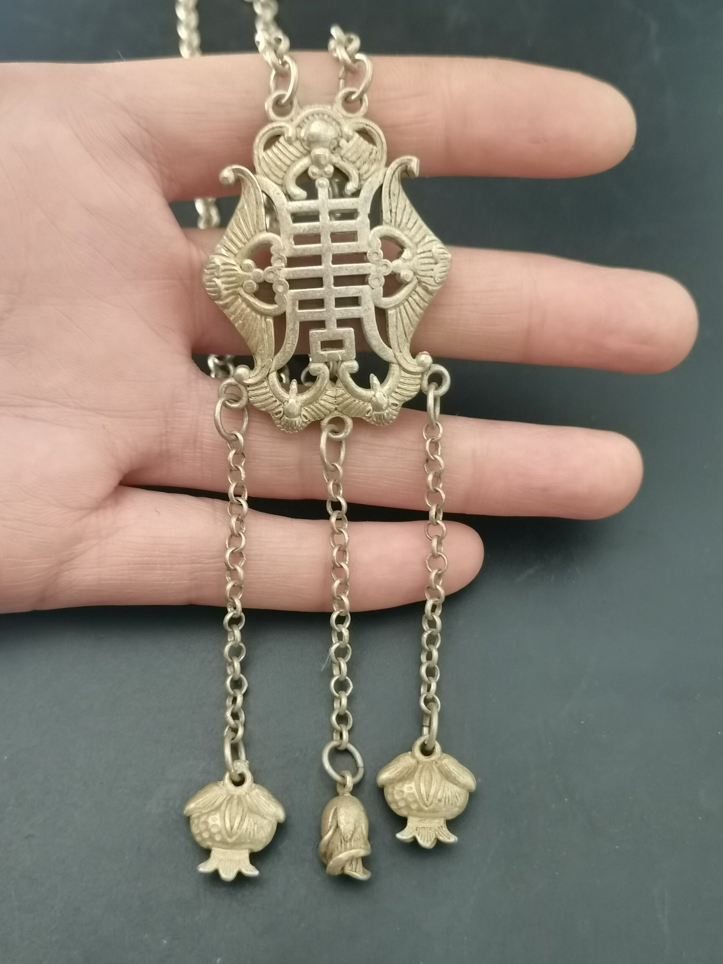 Chinese Antique Silver Pendant Necklace
