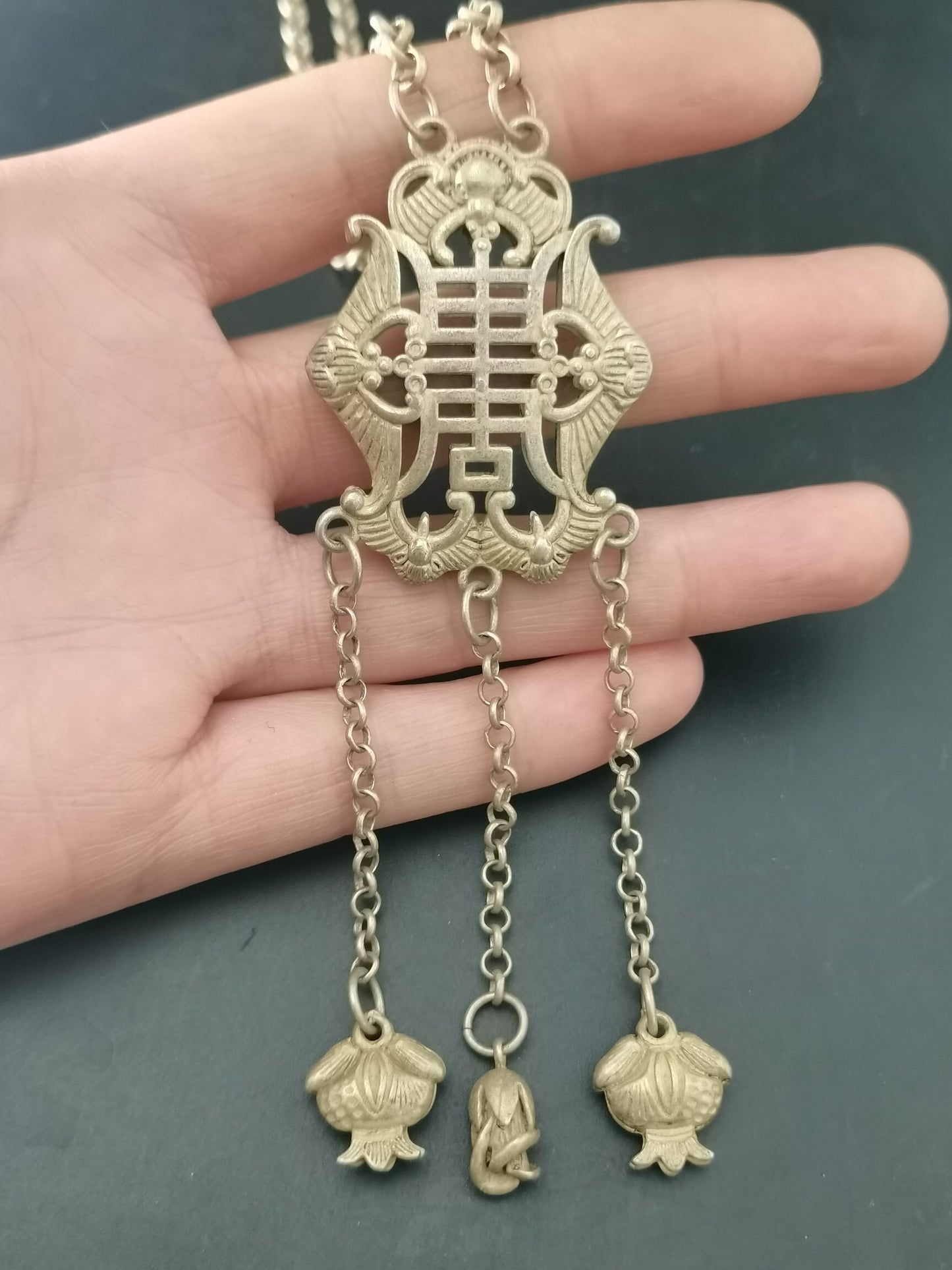 Chinese Antique Silver Pendant Necklace