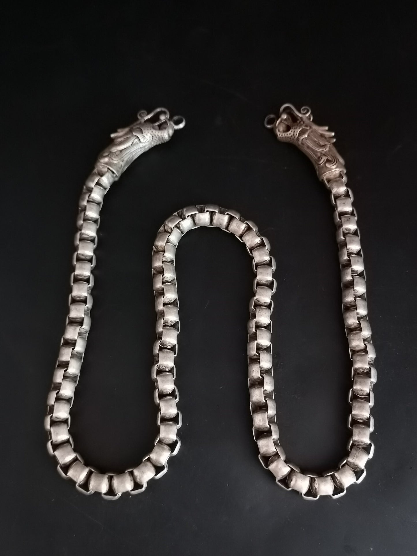 Chinese Antique Silver Dragon Necklace