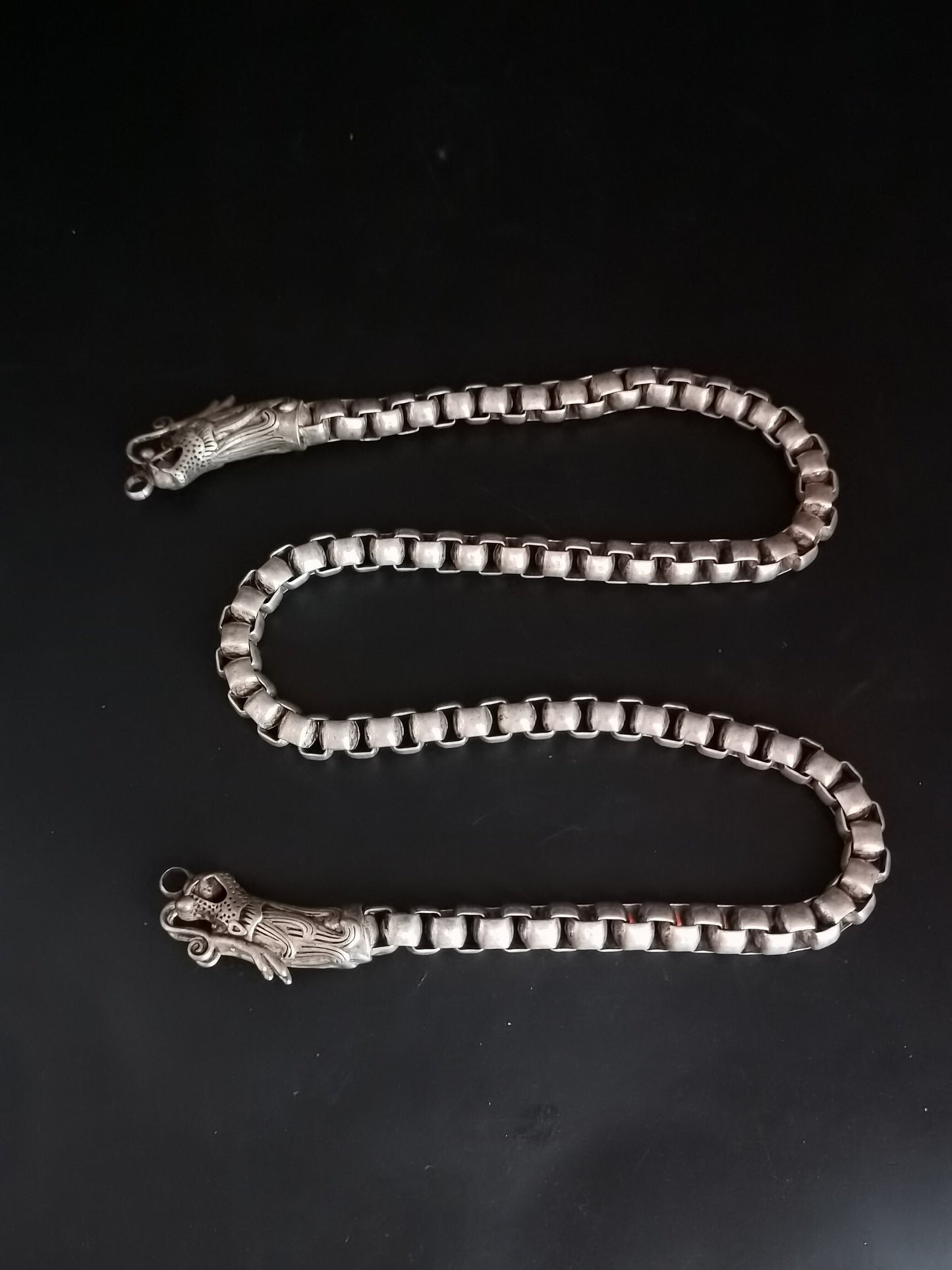 Chinese Antique Silver Dragon Necklace