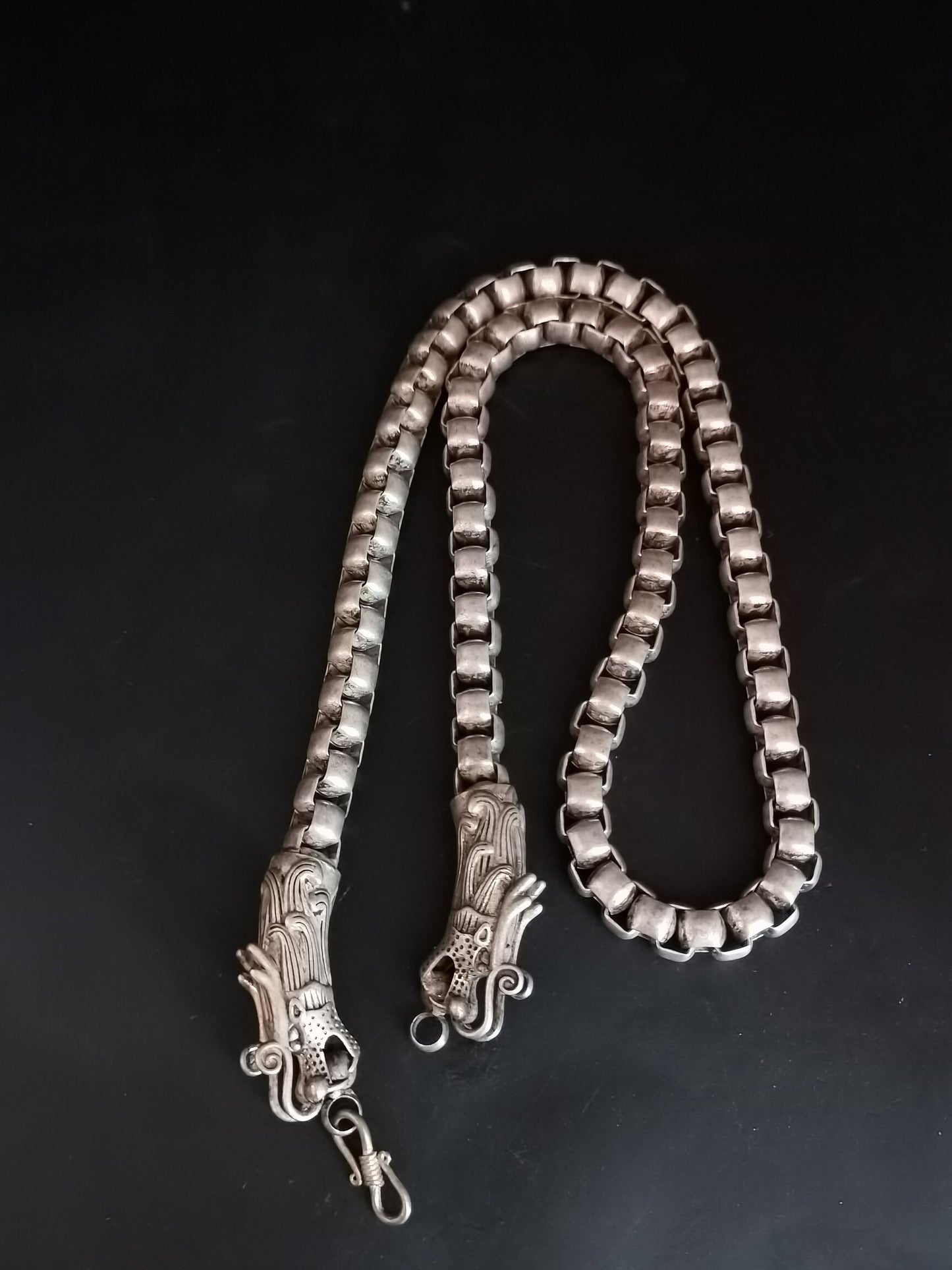 Chinese Antique Silver Dragon Necklace