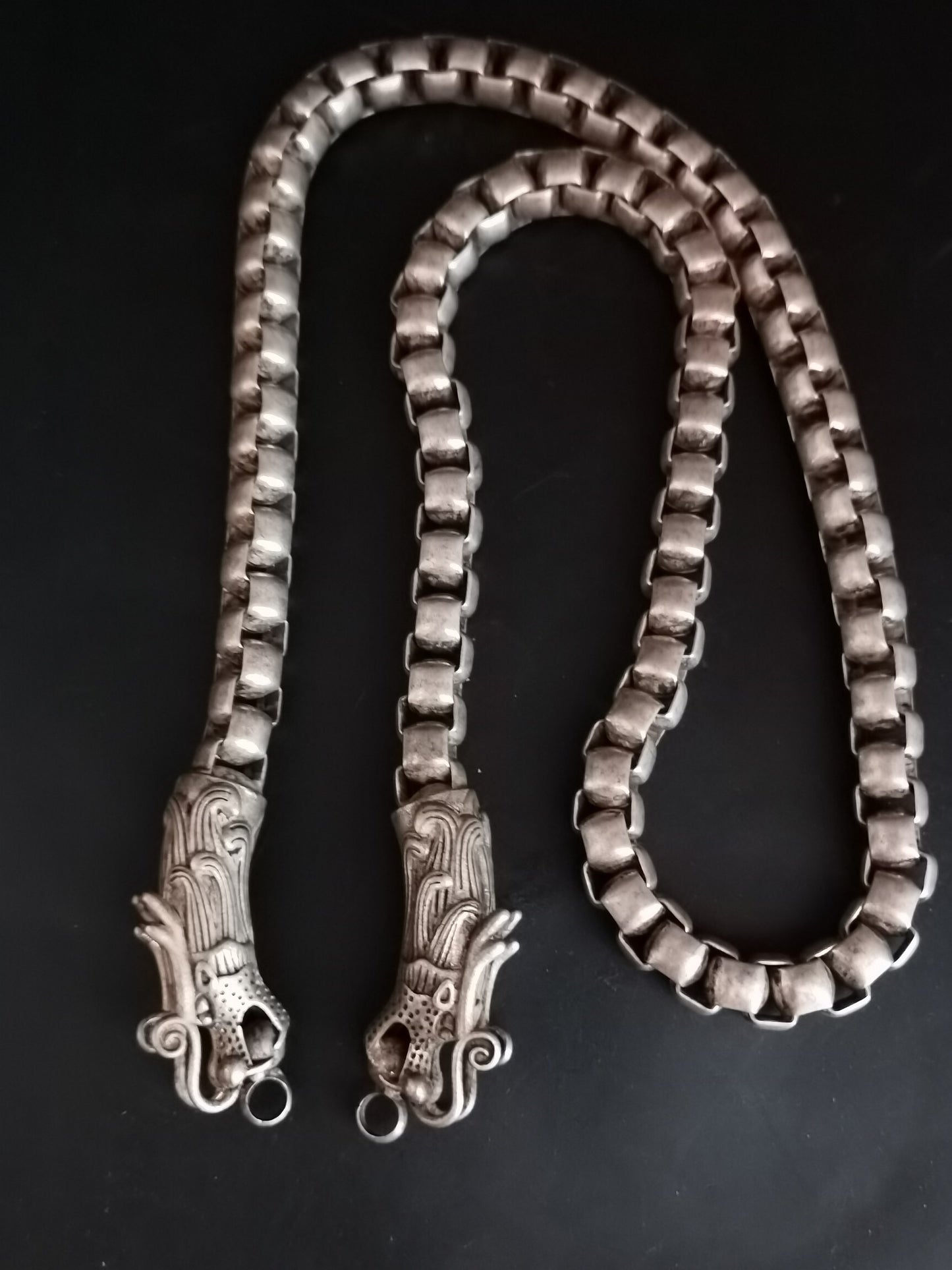 Chinese Antique Silver Dragon Necklace