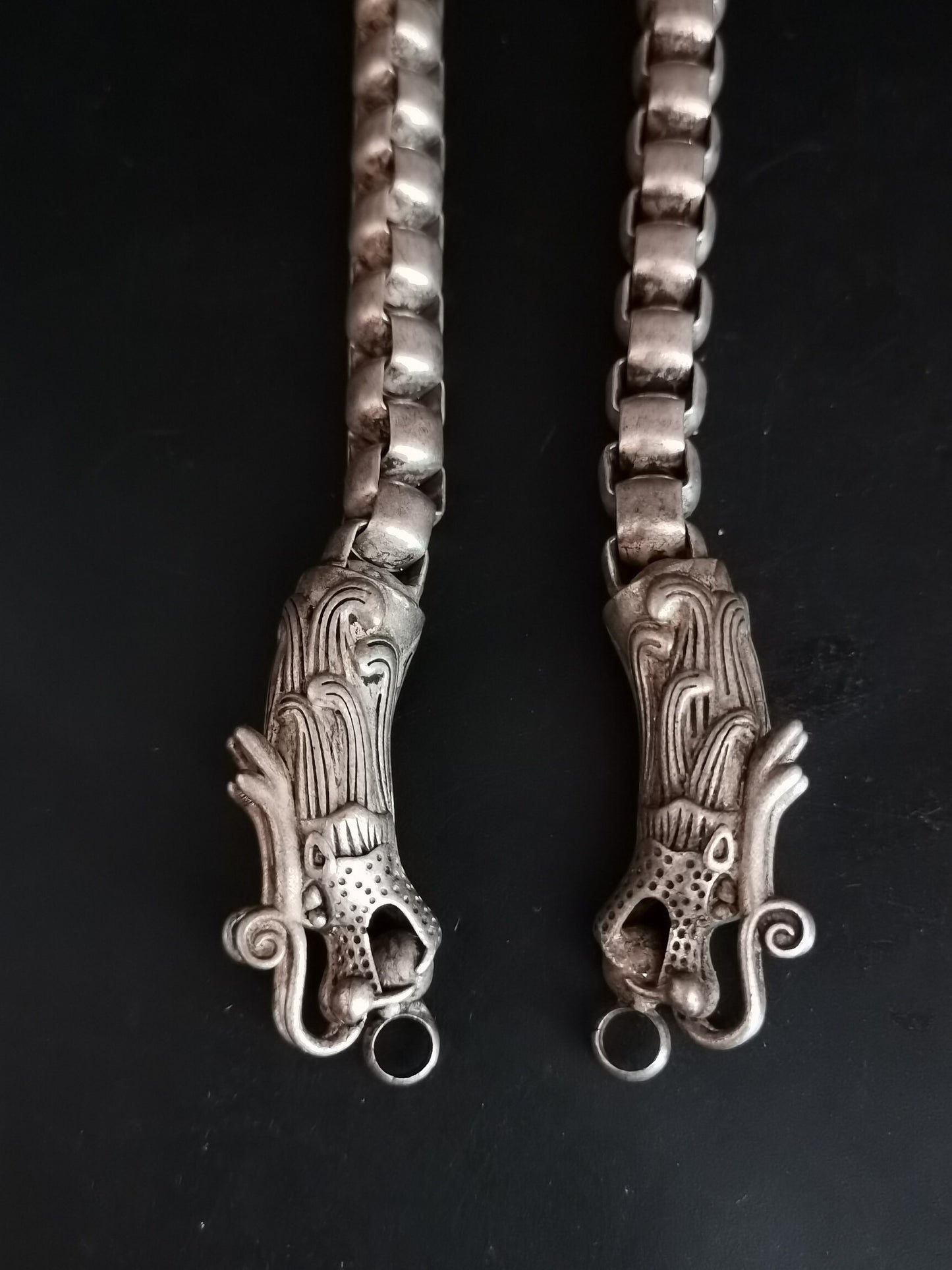 Chinese Antique Silver Dragon Necklace