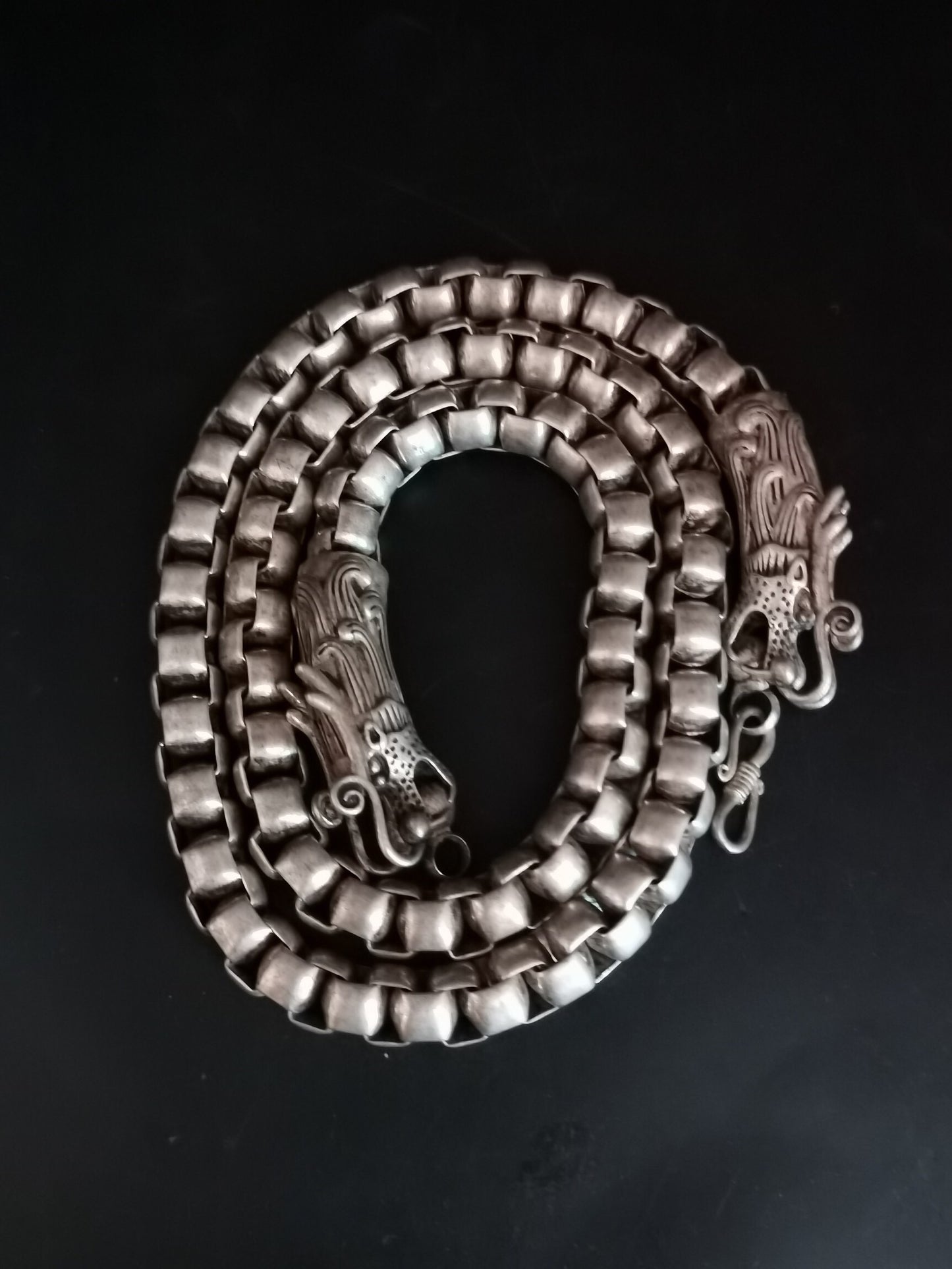 Chinese Antique Silver Dragon Necklace