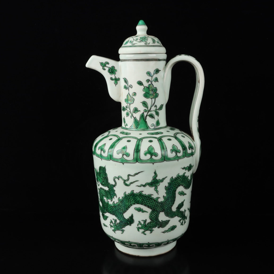 Green Colored Cloud Dragon Pattern Pot