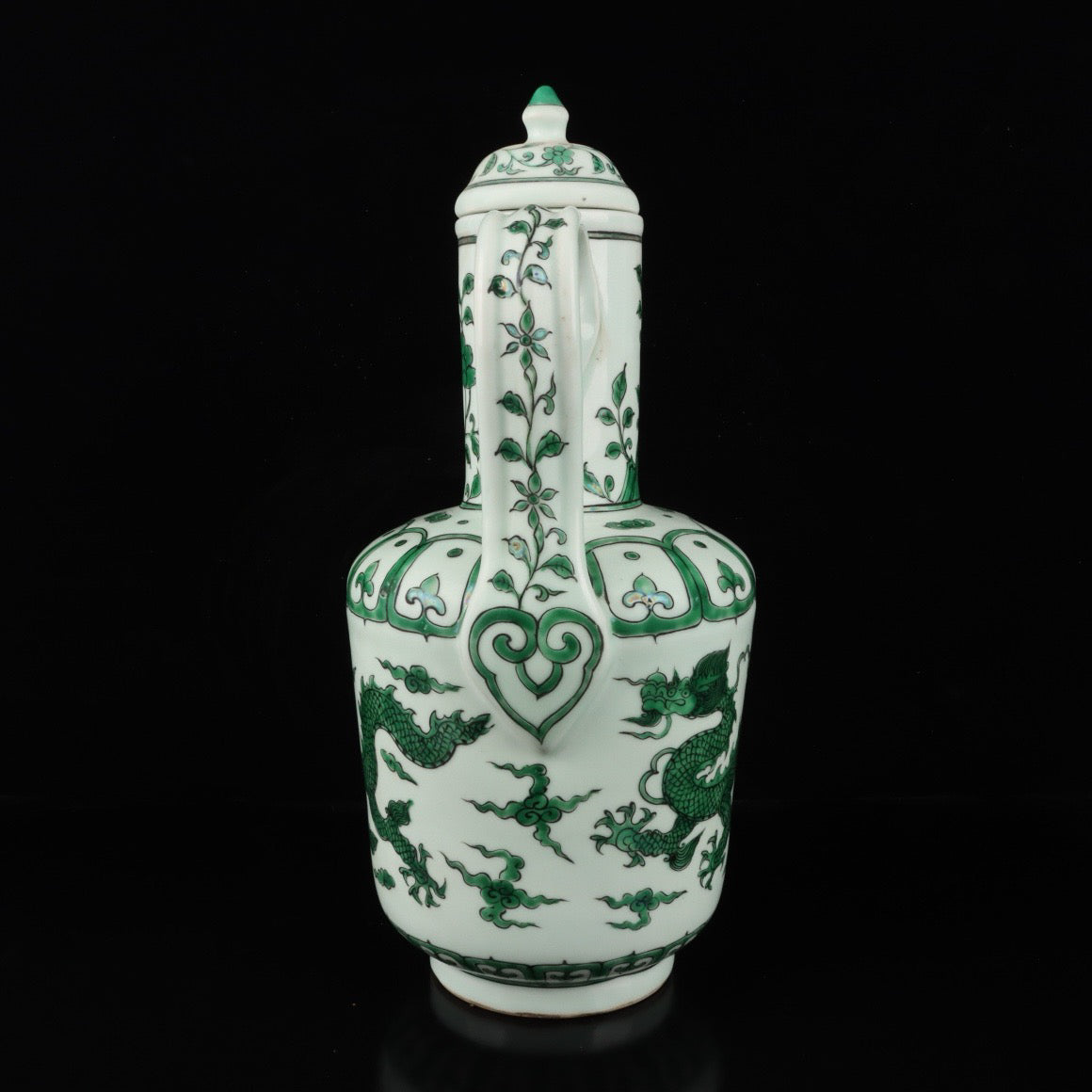Green Colored Cloud Dragon Pattern Pot