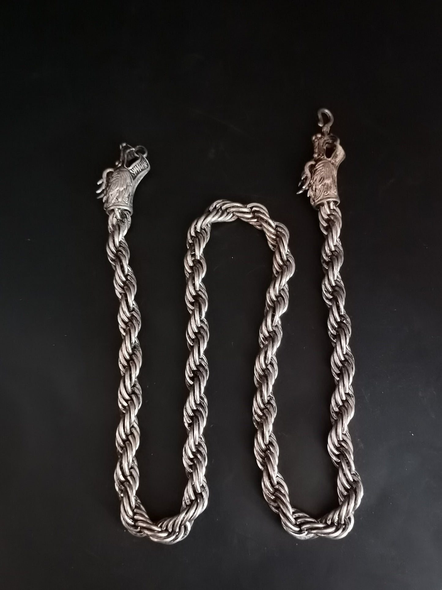 Chinese Antique Silver Dragon Necklace