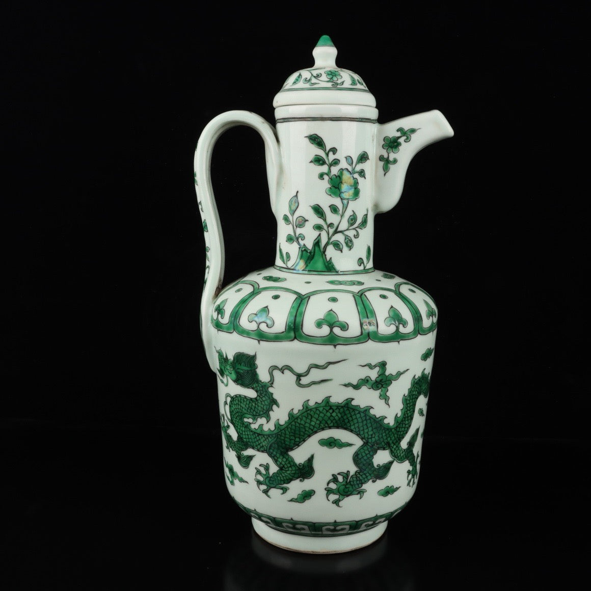 Green Colored Cloud Dragon Pattern Pot