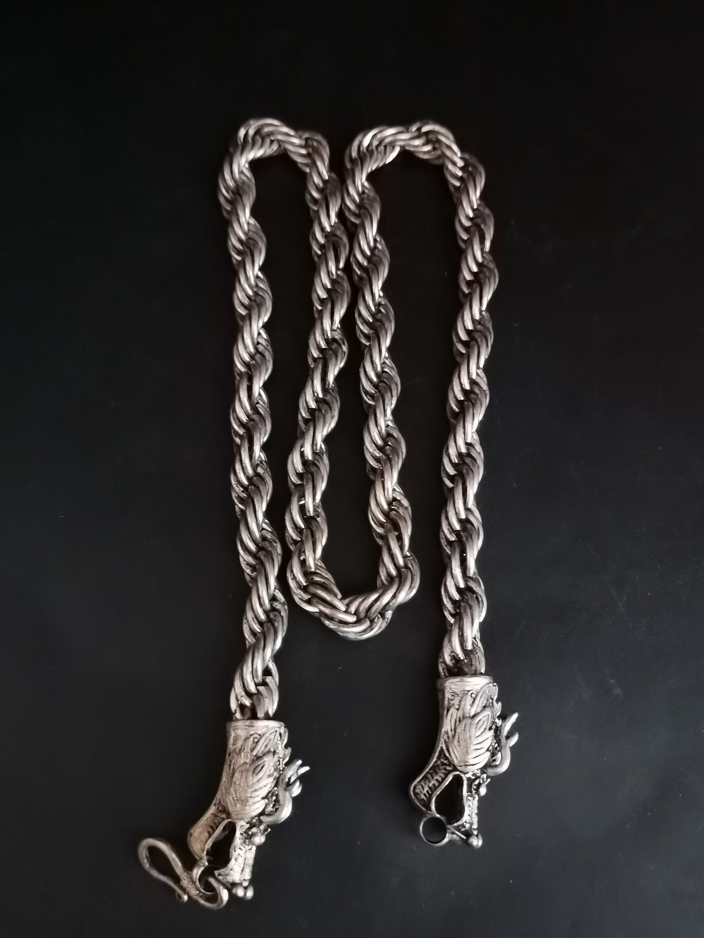 Chinese Antique Silver Dragon Necklace