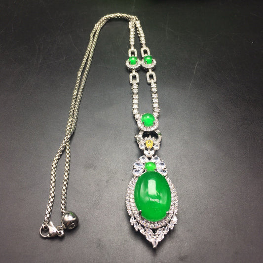 Ice Green Egg Face Luxury Jade Necklace