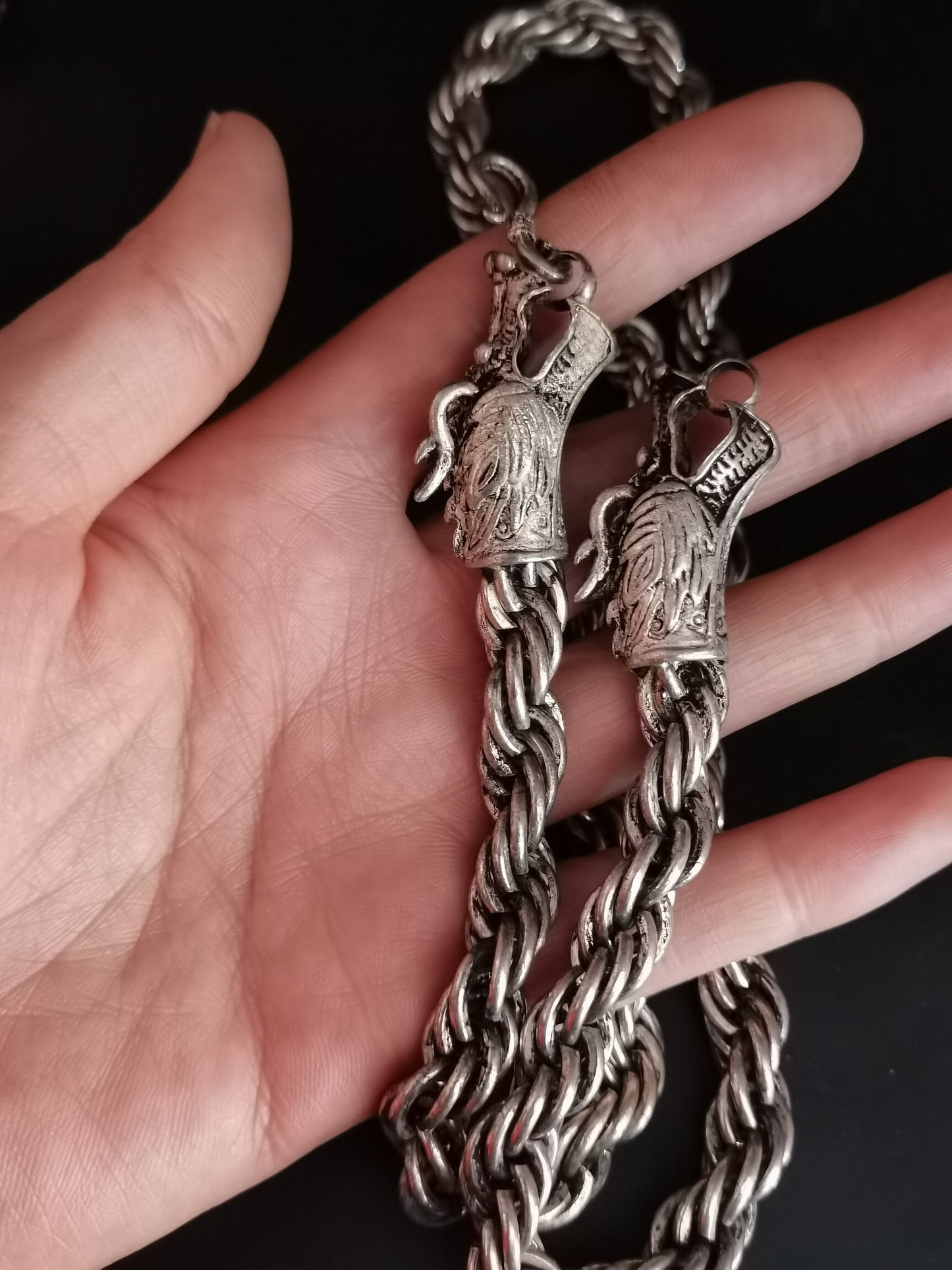 Chinese Antique Silver Dragon Necklace