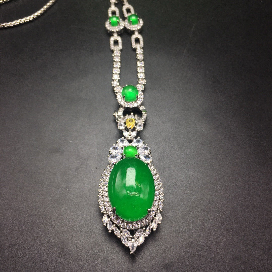 Ice Green Egg Face Luxury Jade Necklace