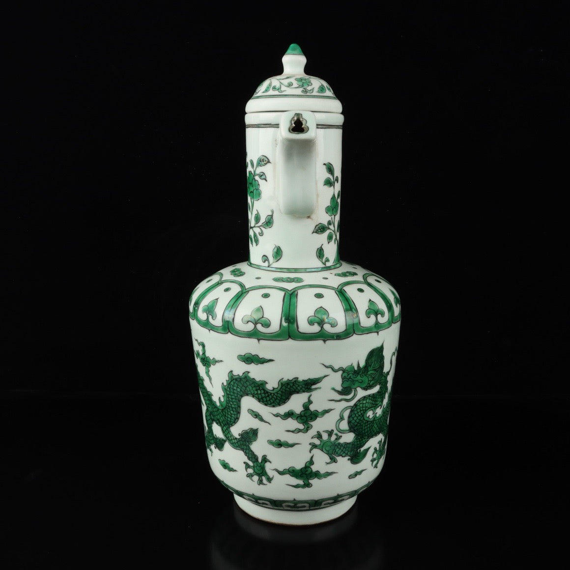 Green Colored Cloud Dragon Pattern Pot