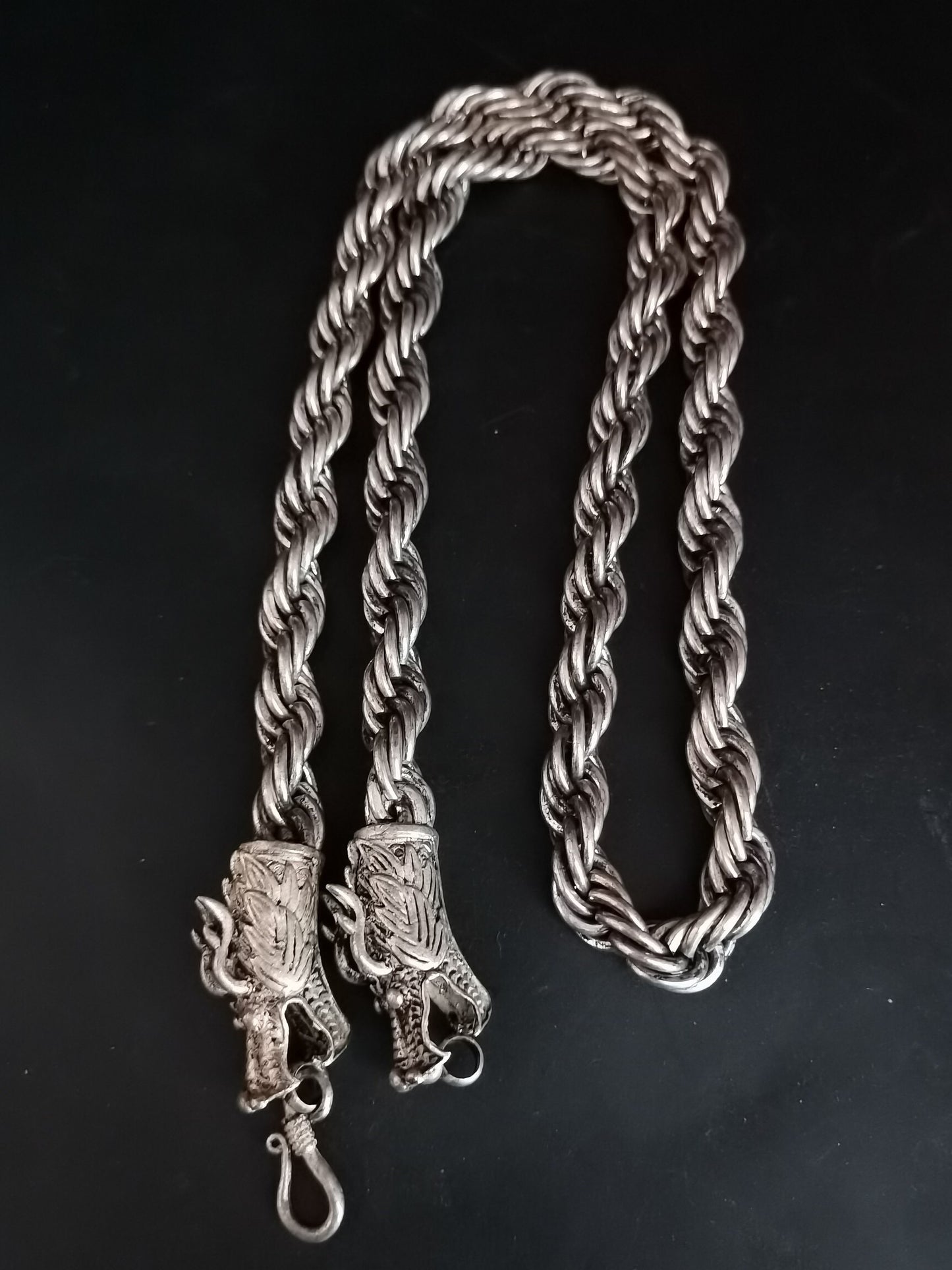 Chinese Antique Silver Dragon Necklace