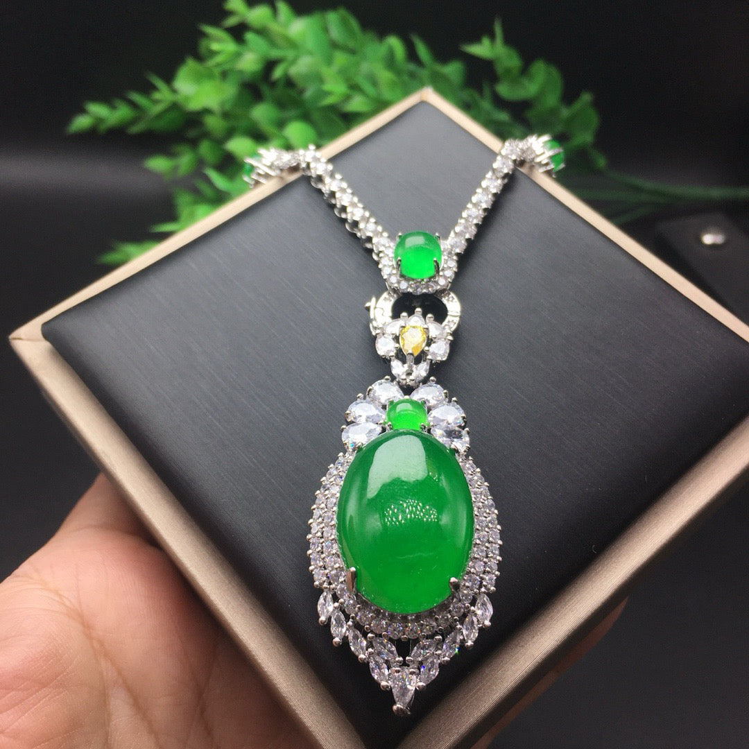 Ice Green Egg Face Luxury Jade Necklace