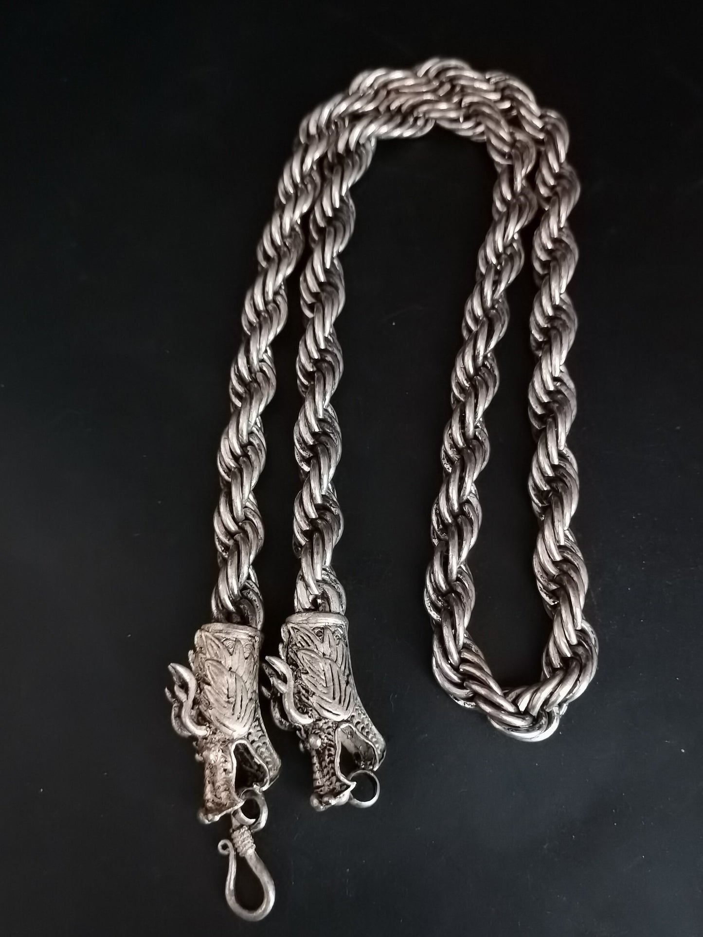 Chinese Antique Silver Dragon Necklace