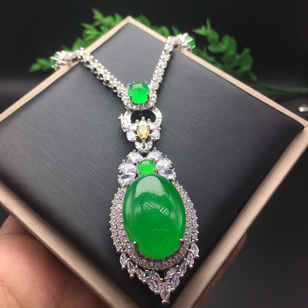 Ice Green Egg Face Luxury Jade Necklace