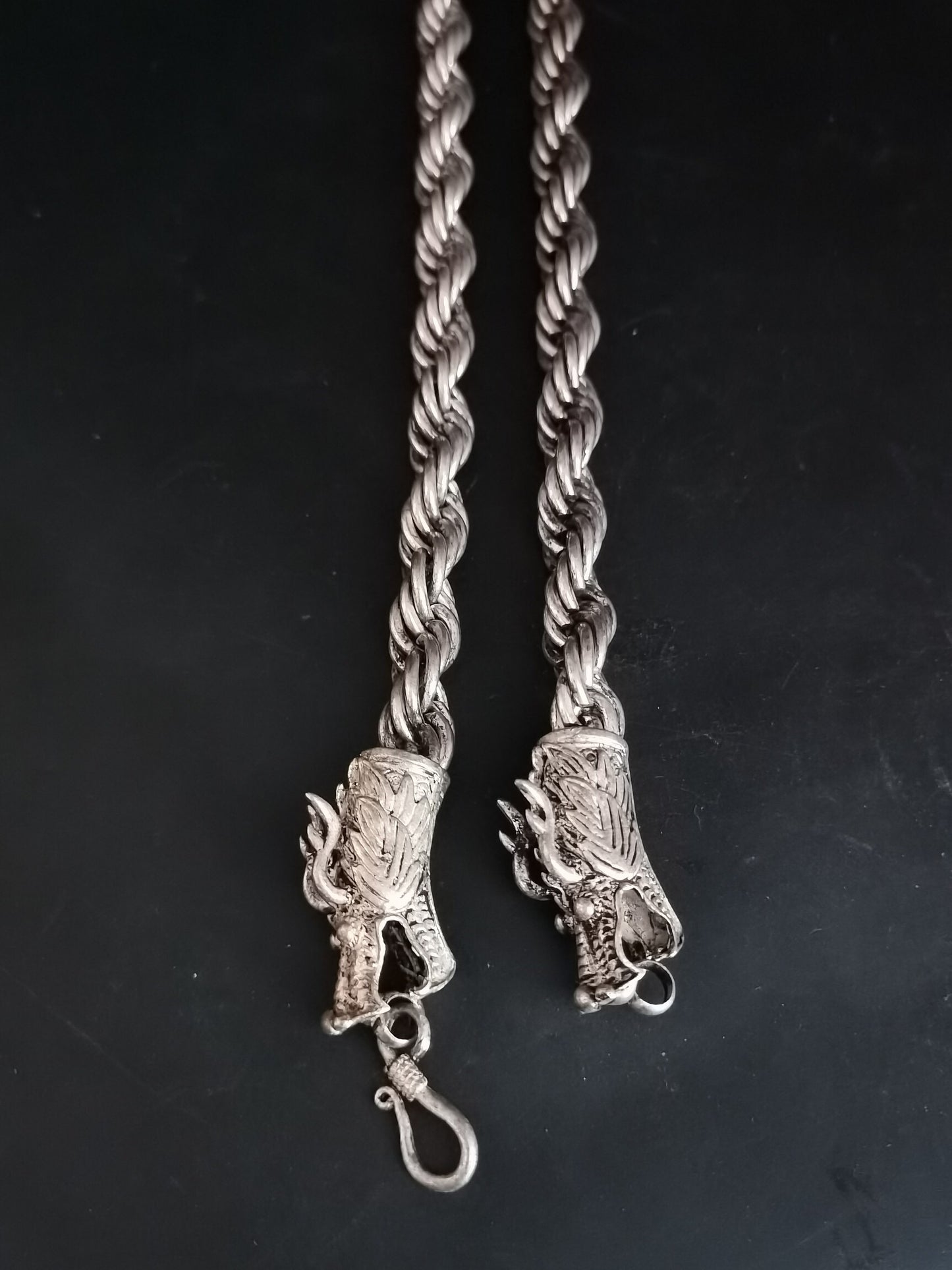 Chinese Antique Silver Dragon Necklace