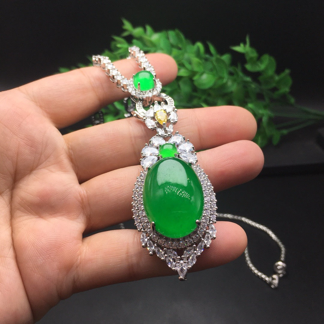 Ice Green Egg Face Luxury Jade Necklace