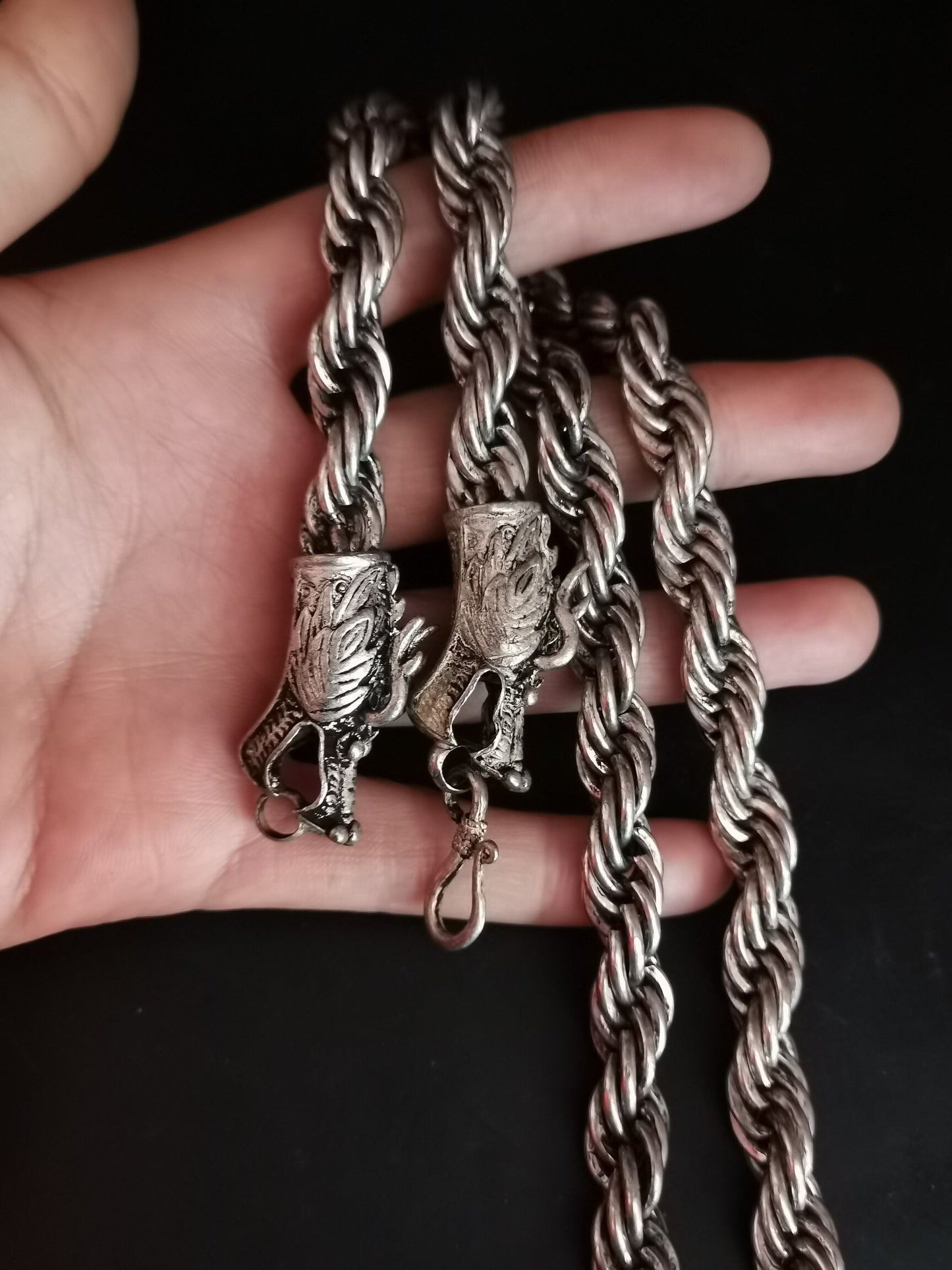 Chinese Antique Silver Dragon Necklace