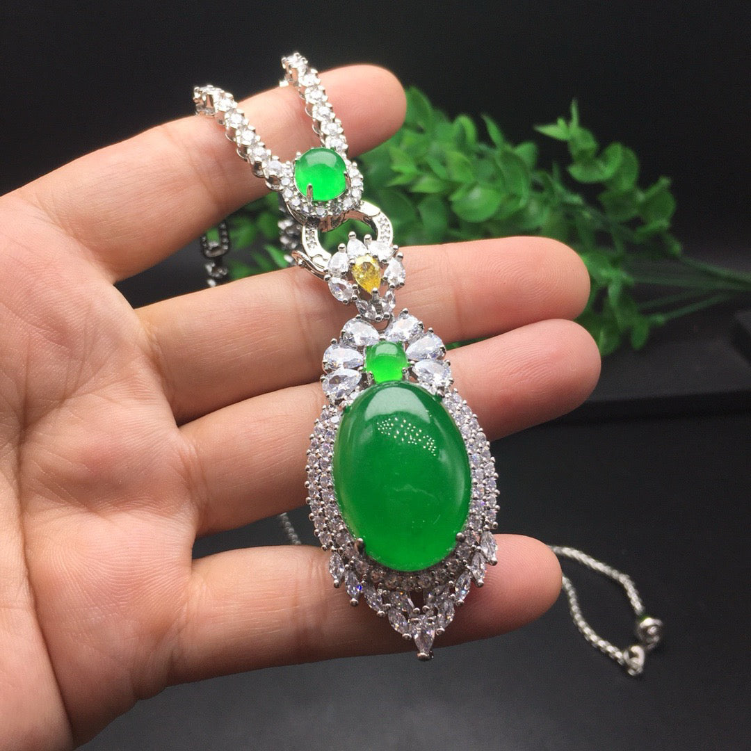 Ice Green Egg Face Luxury Jade Necklace