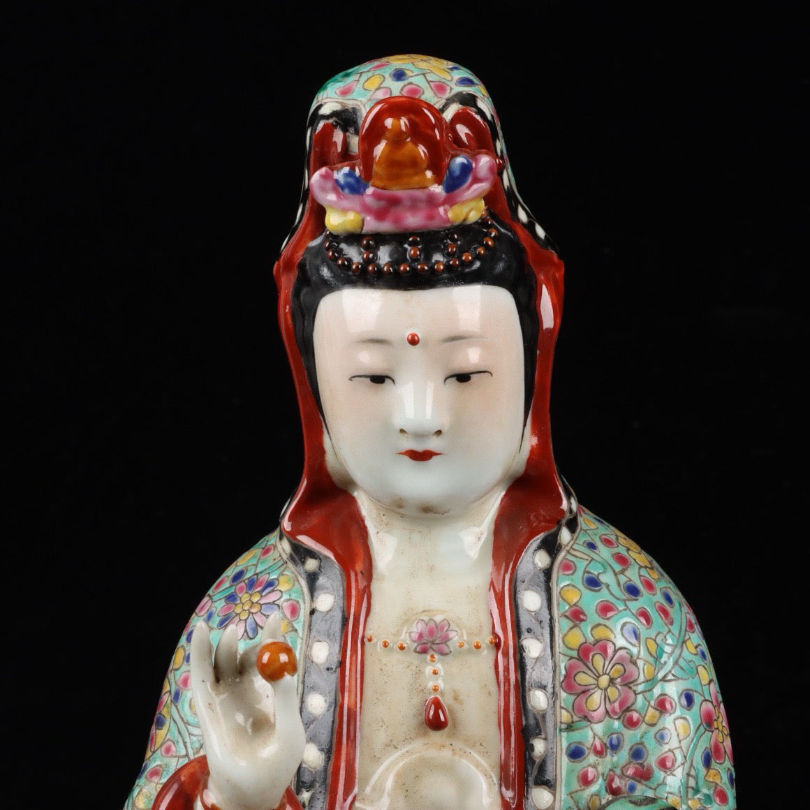 Pink Ruyi Sitting Guanyin