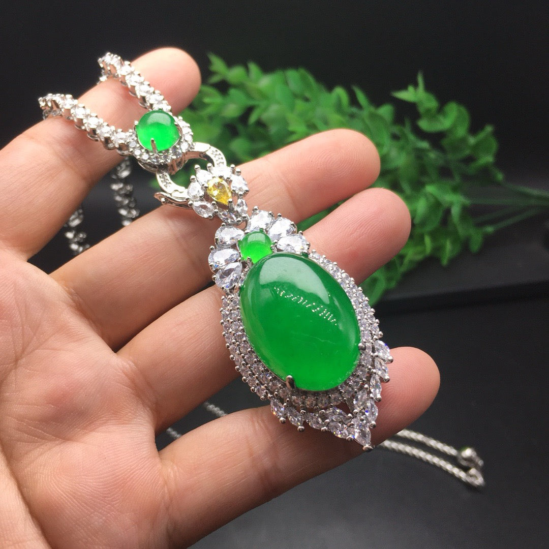 Ice Green Egg Face Luxury Jade Necklace