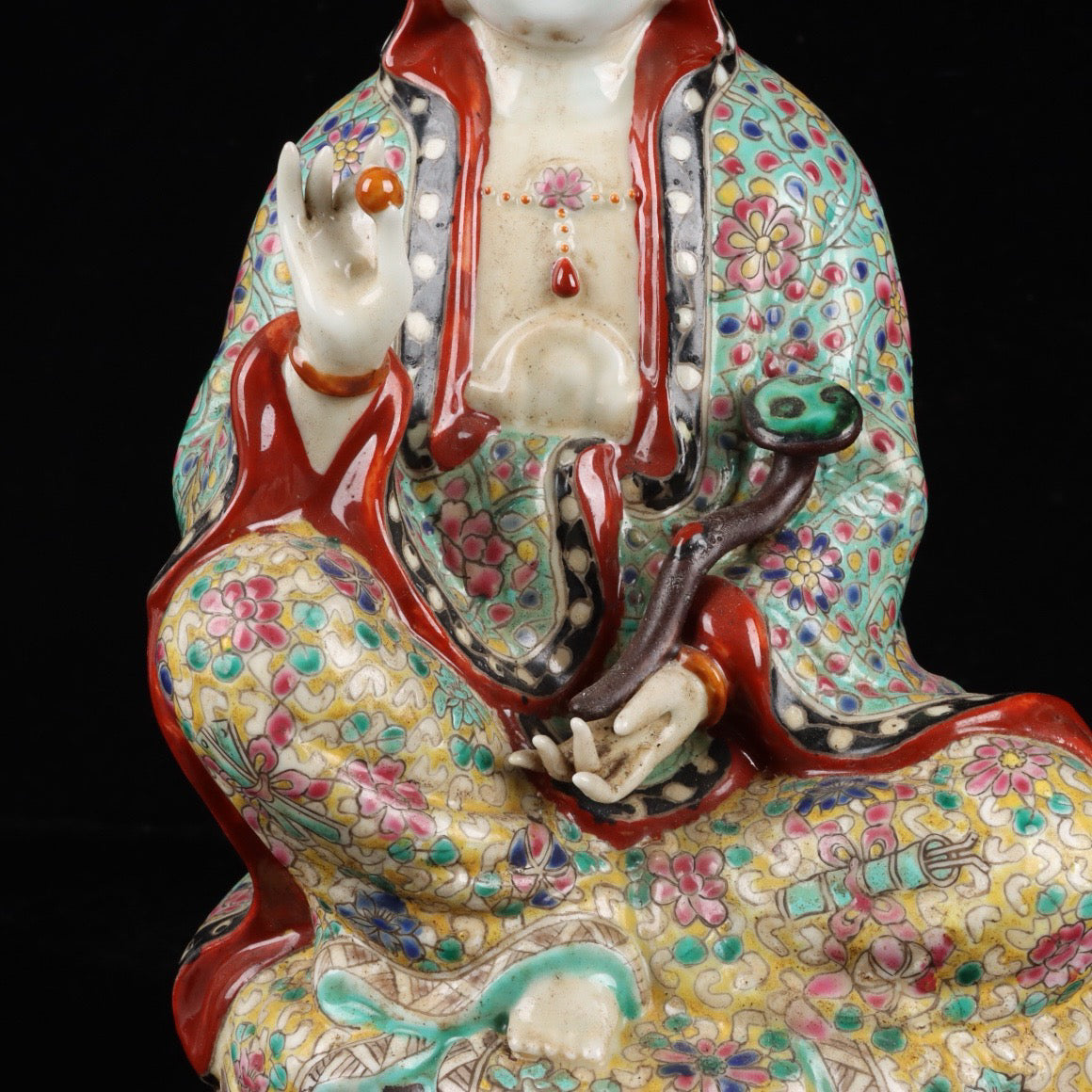 Pink Ruyi Sitting Guanyin