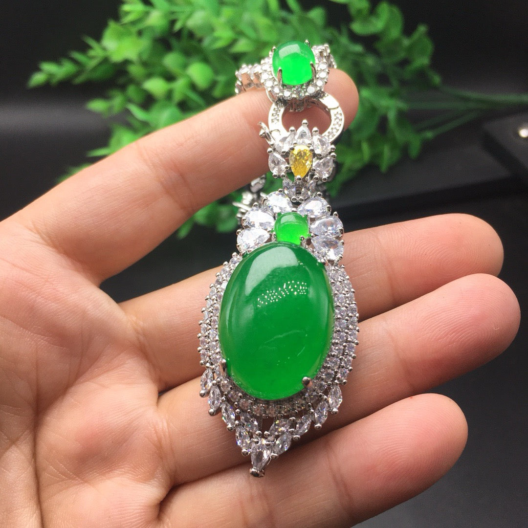 Ice Green Egg Face Luxury Jade Necklace