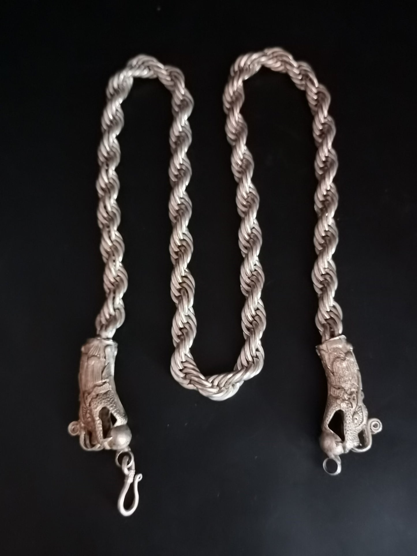 Chinese Antique Silver Dragon Necklace