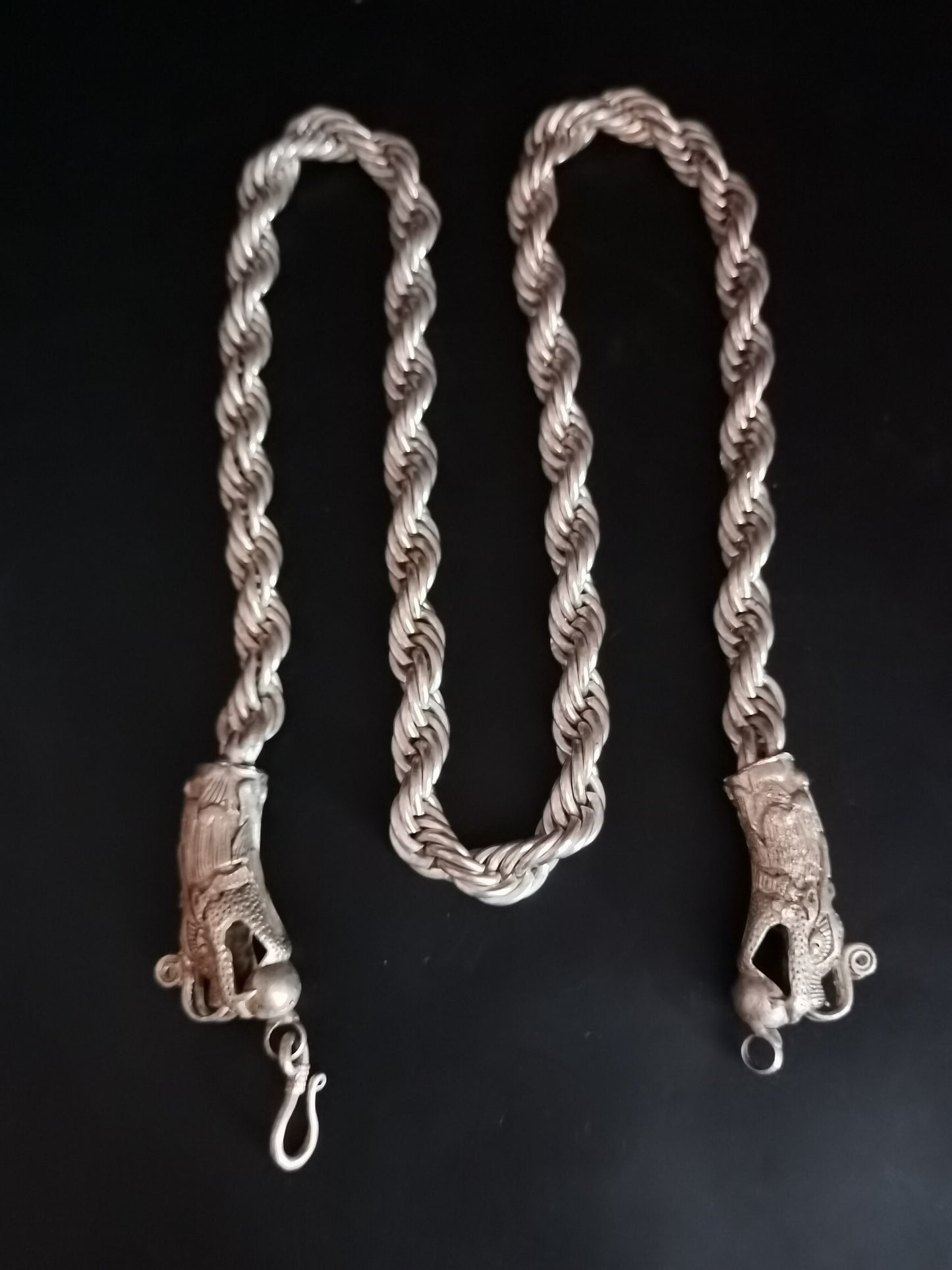 Chinese Antique Silver Dragon Necklace