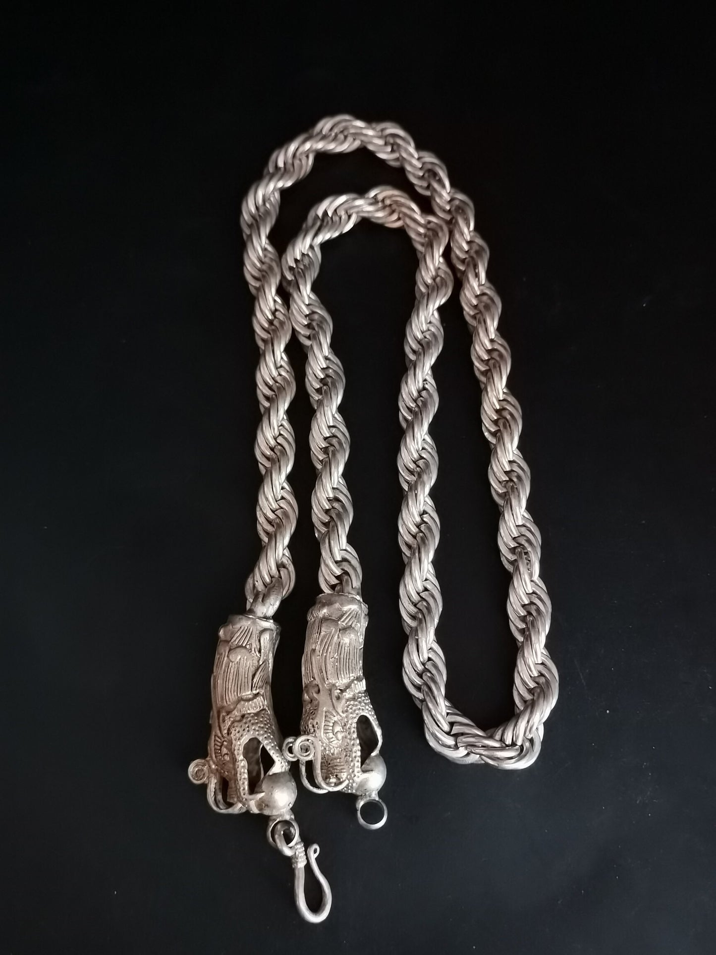 Chinese Antique Silver Dragon Necklace