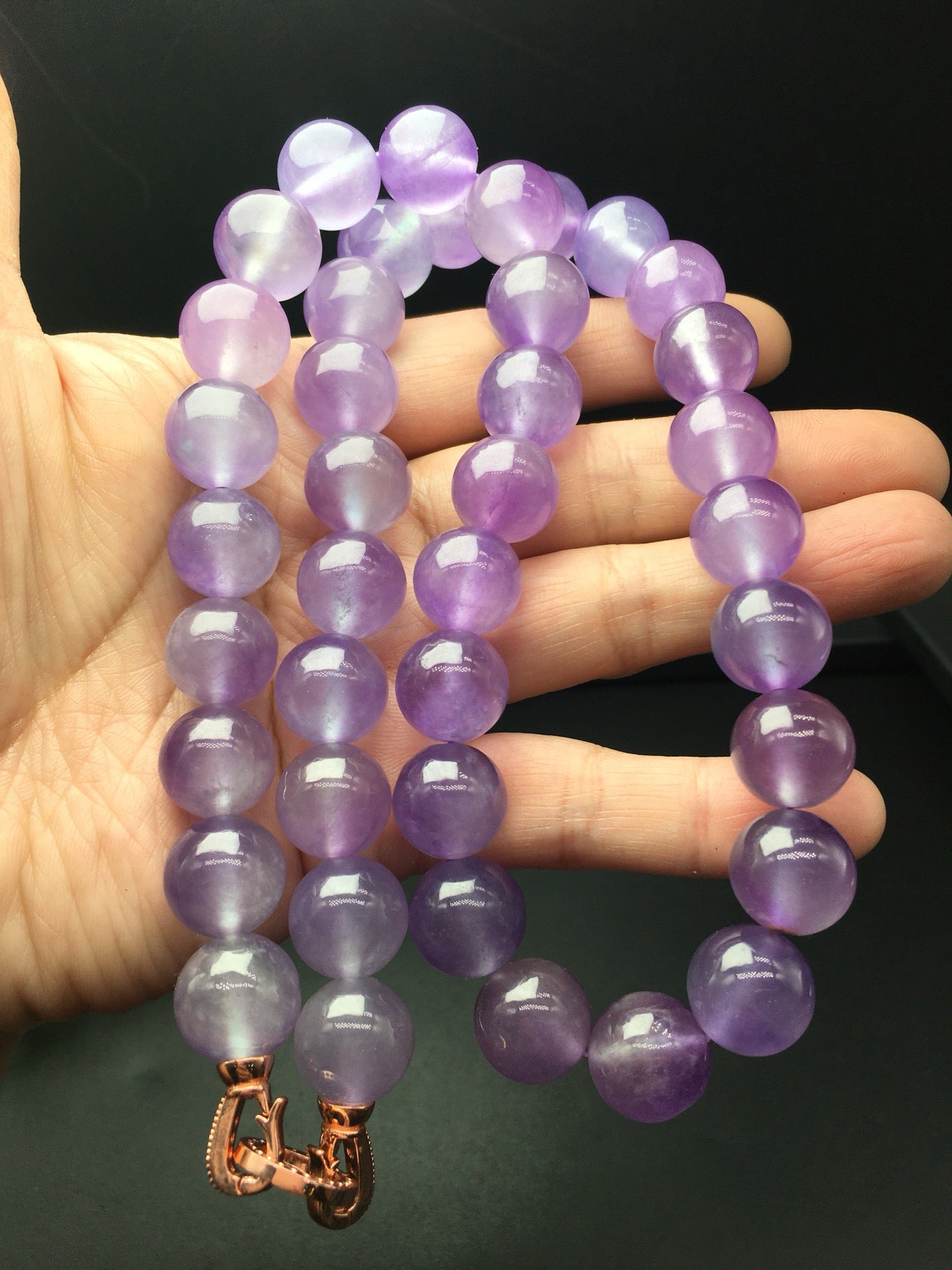 Ice Violet Jade Ball Necklace