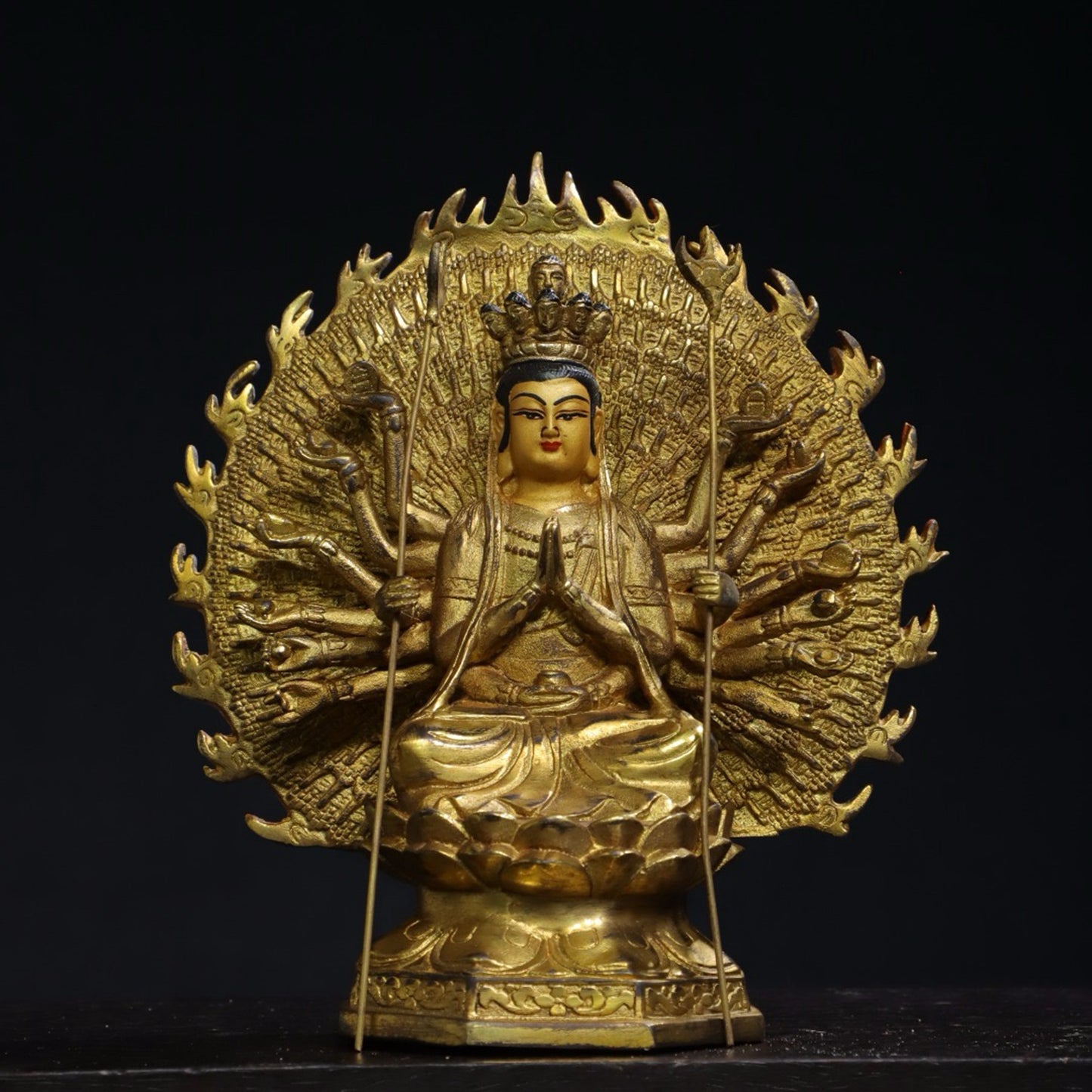 Pure copper statue of Thousand Handed Guanyin Buddha