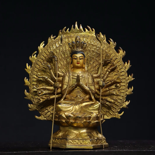 Pure copper statue of Thousand Handed Guanyin Buddha