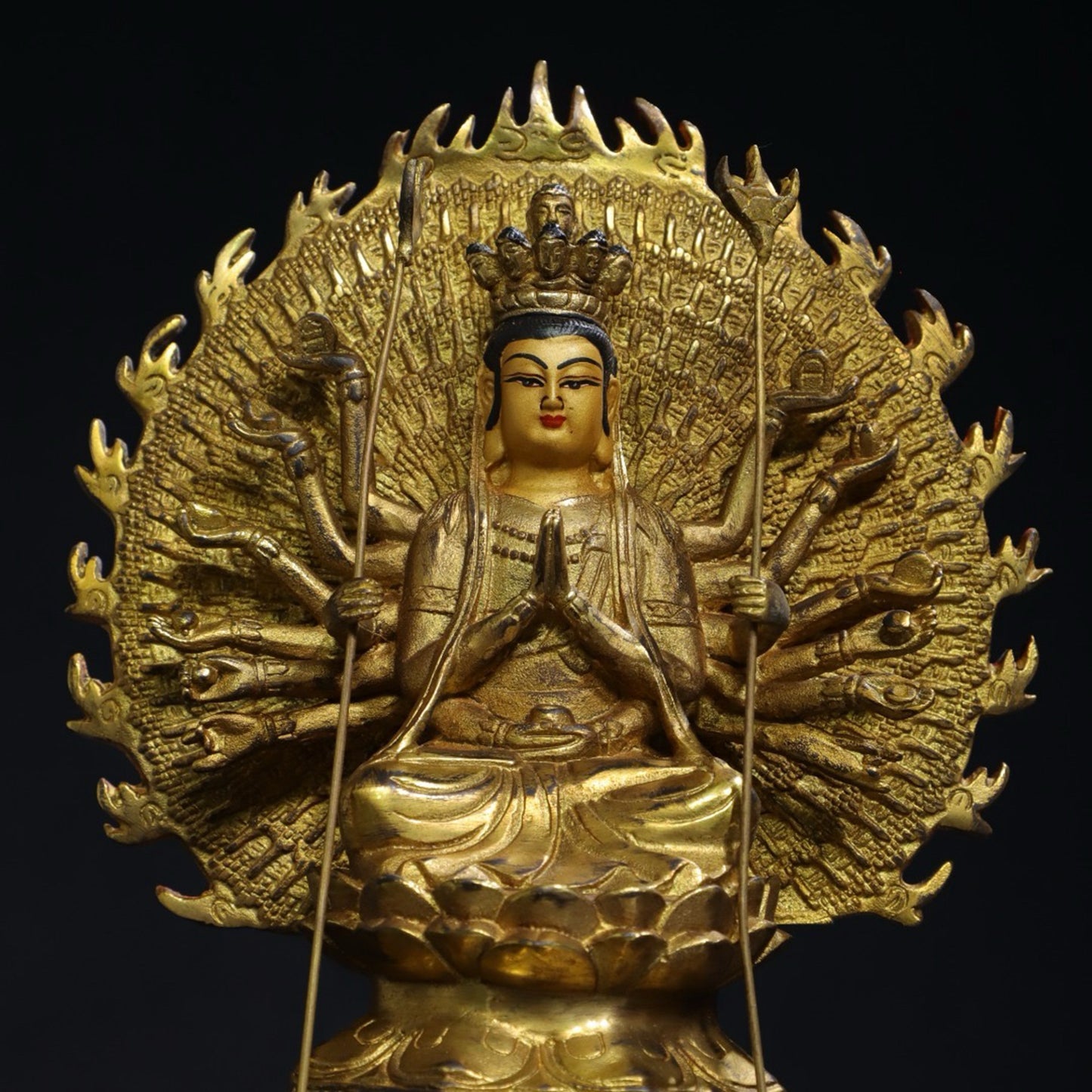 Pure copper statue of Thousand Handed Guanyin Buddha