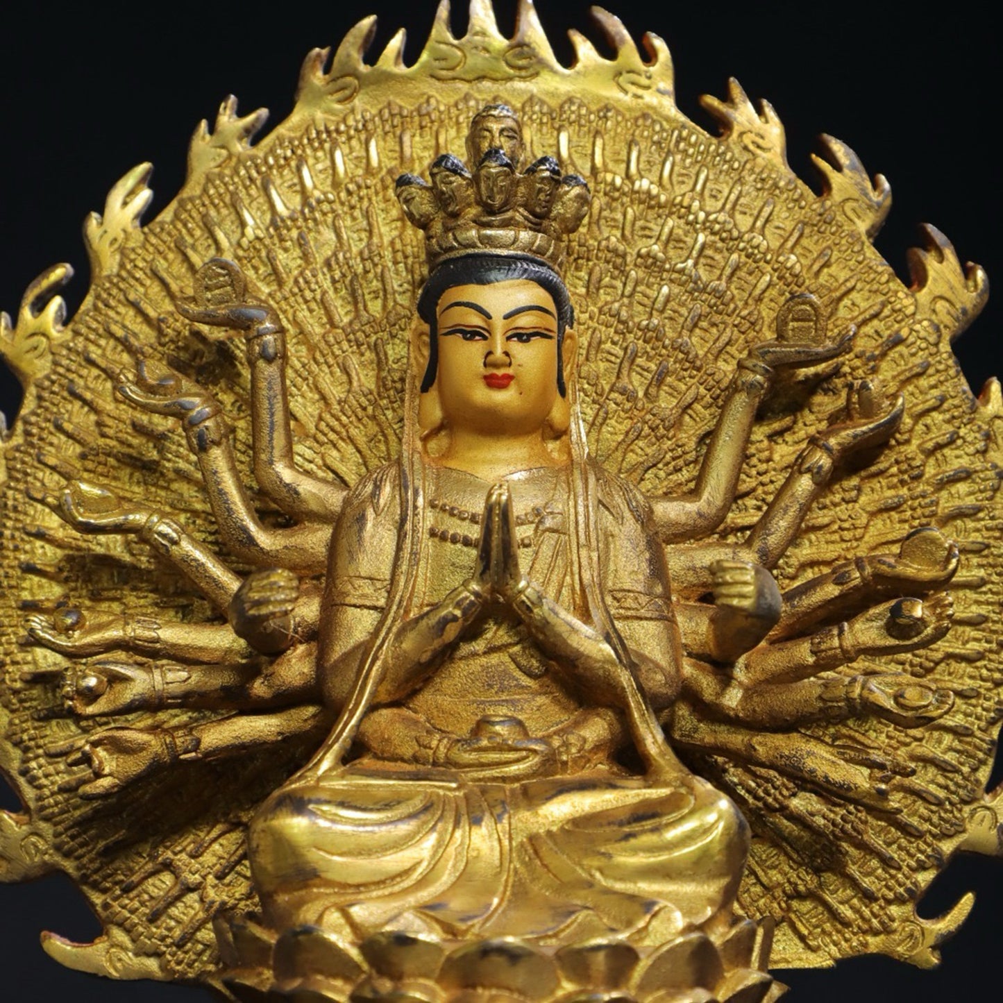 Pure copper statue of Thousand Handed Guanyin Buddha