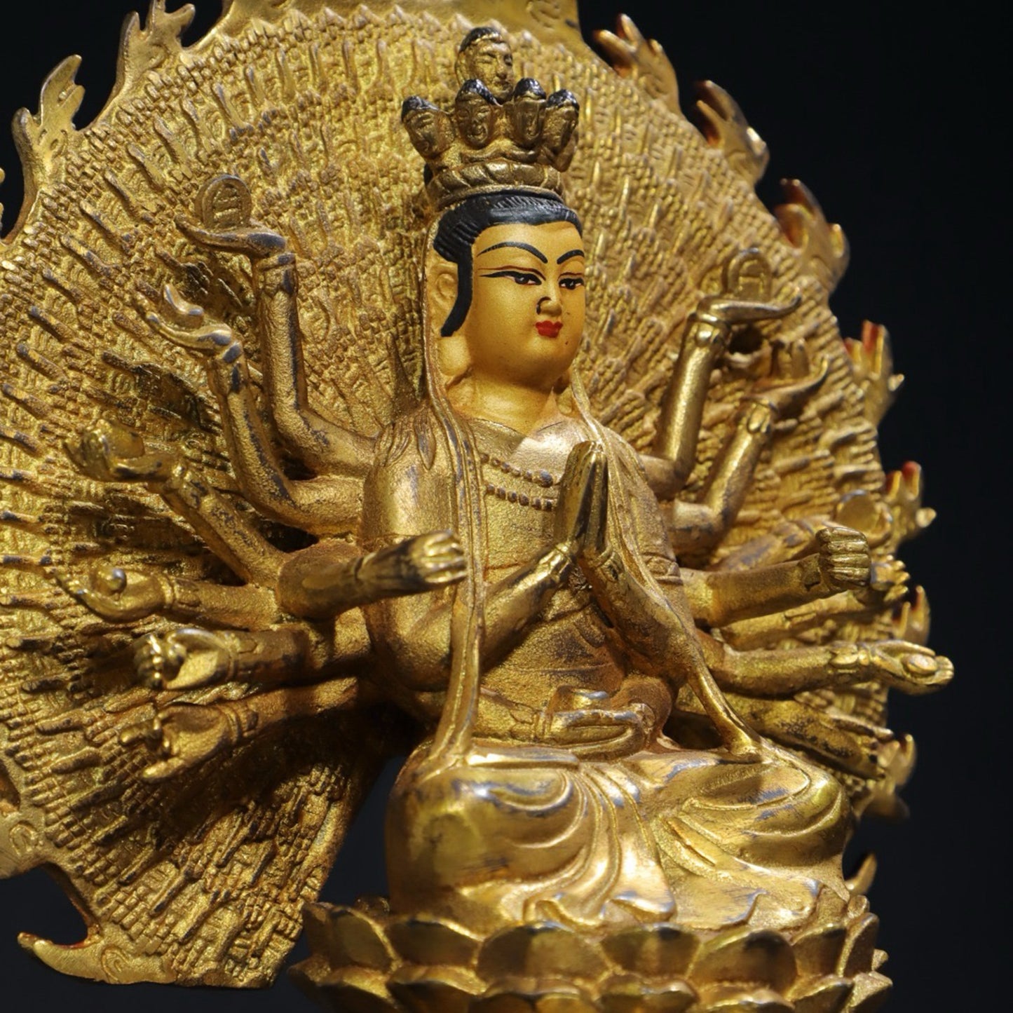 Pure copper statue of Thousand Handed Guanyin Buddha