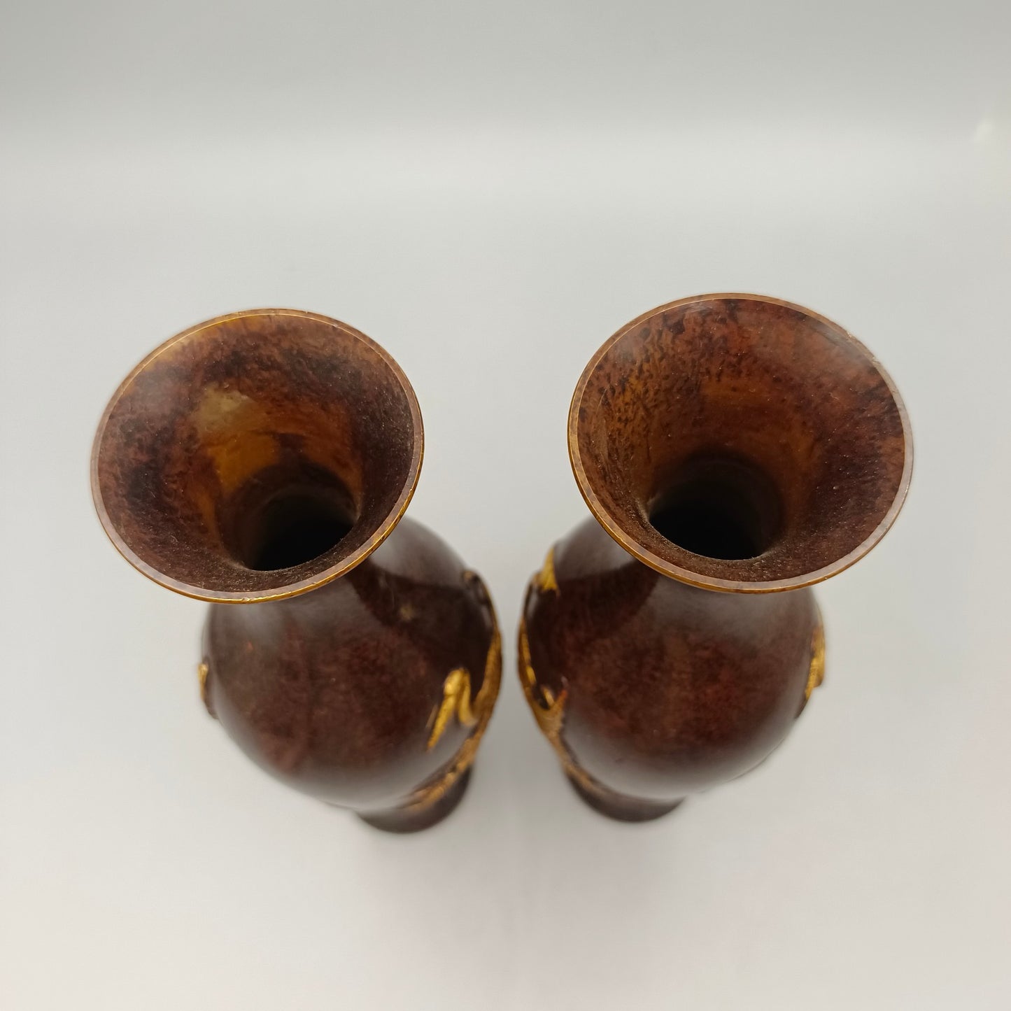 Chinese antique pure copper pine and crane longevity copper vase