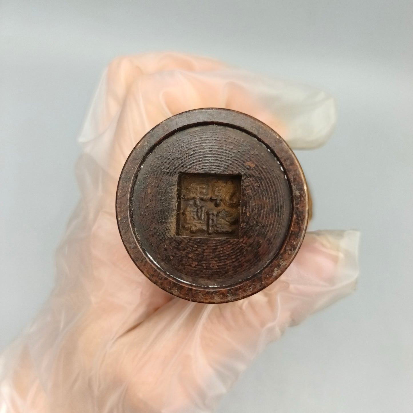 Chinese antique pure copper pine and crane longevity copper vase