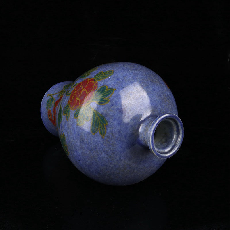 A pair of plum vases with snowflake orchid glaze and phoenix pattern