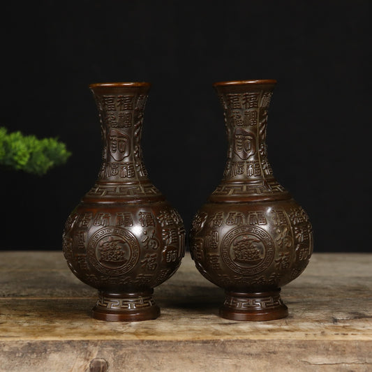 Chinese antique lucky character vase for attracting wealth and treasures