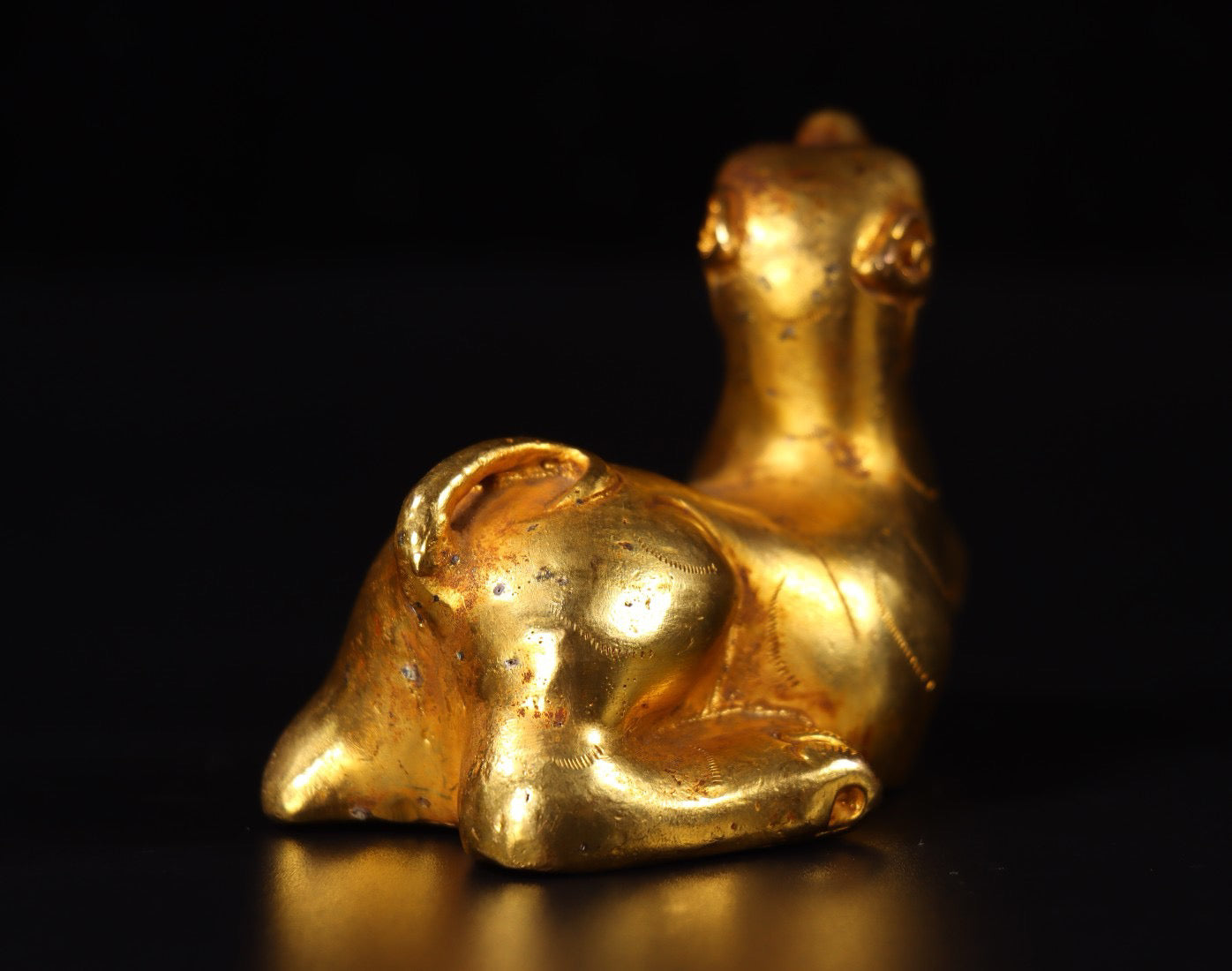 Chinese antique handmade bronze gilded beast