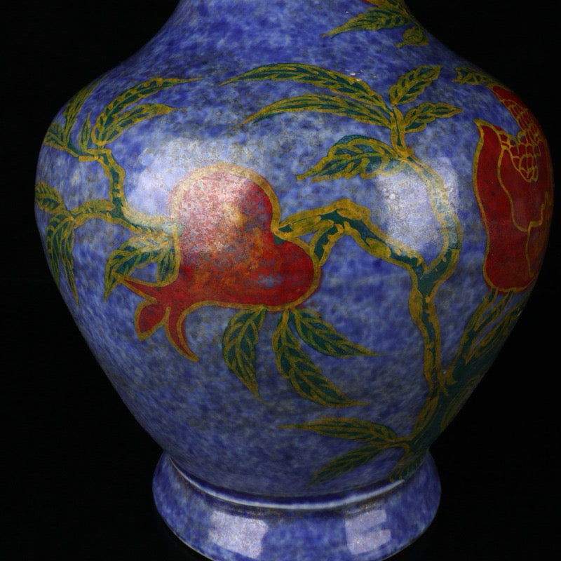 A pair of snowflake orchid glazed triple patterned double ear bottles