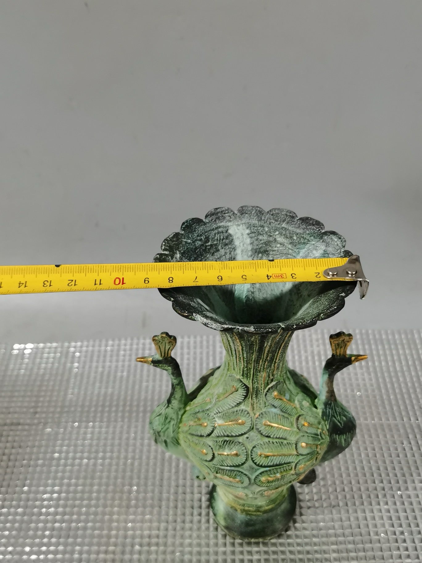 Chinese antique pure copper twin phoenix vase