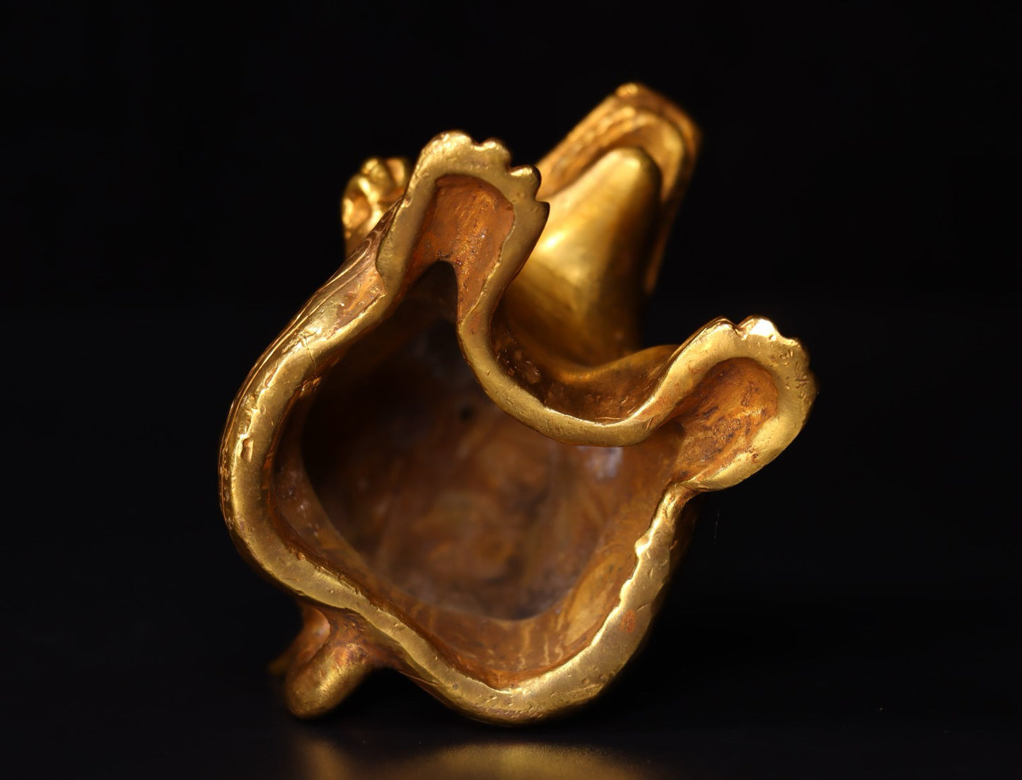 Chinese Antique Handmade Carving of Copper Plated True Gold Bear